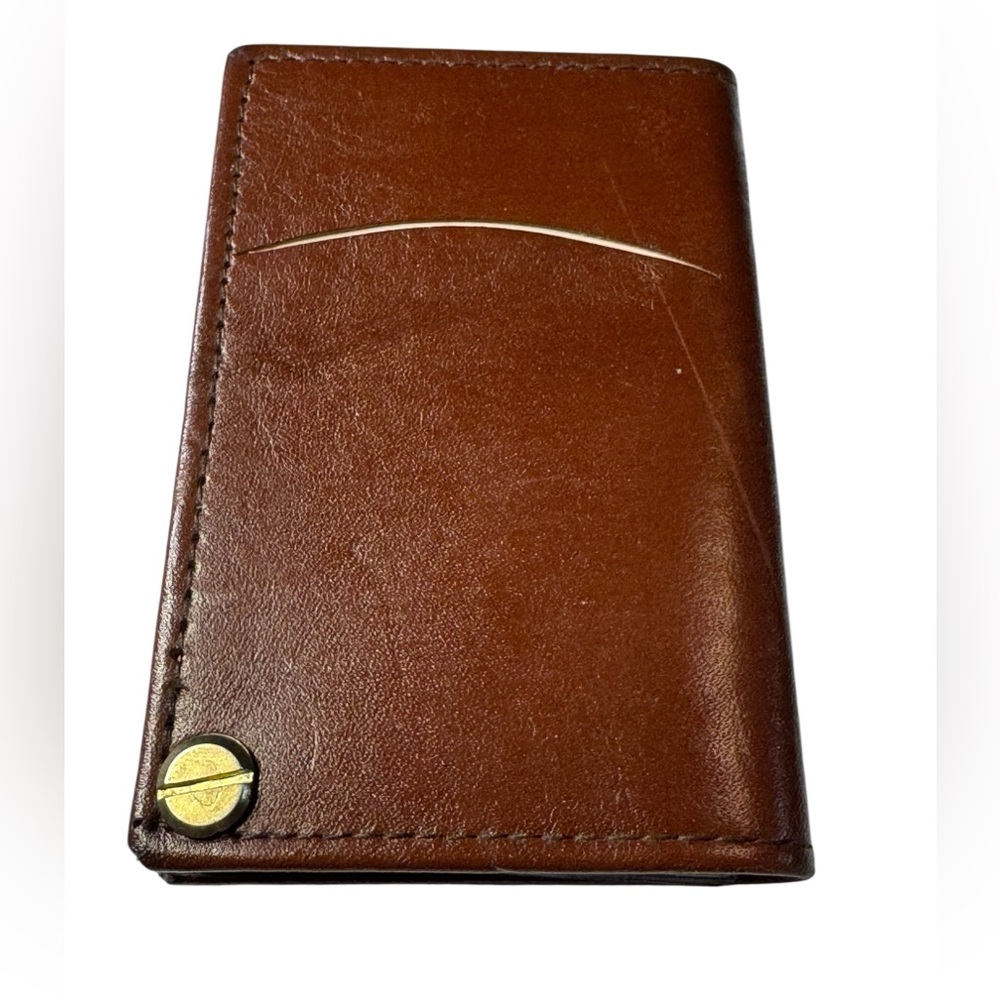 Brown Leather Wallet with Gold Accent Credit Card Holder Case